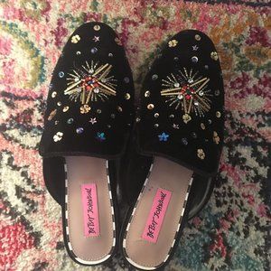 Betsey Johnson Velvet Embroidered Loafer